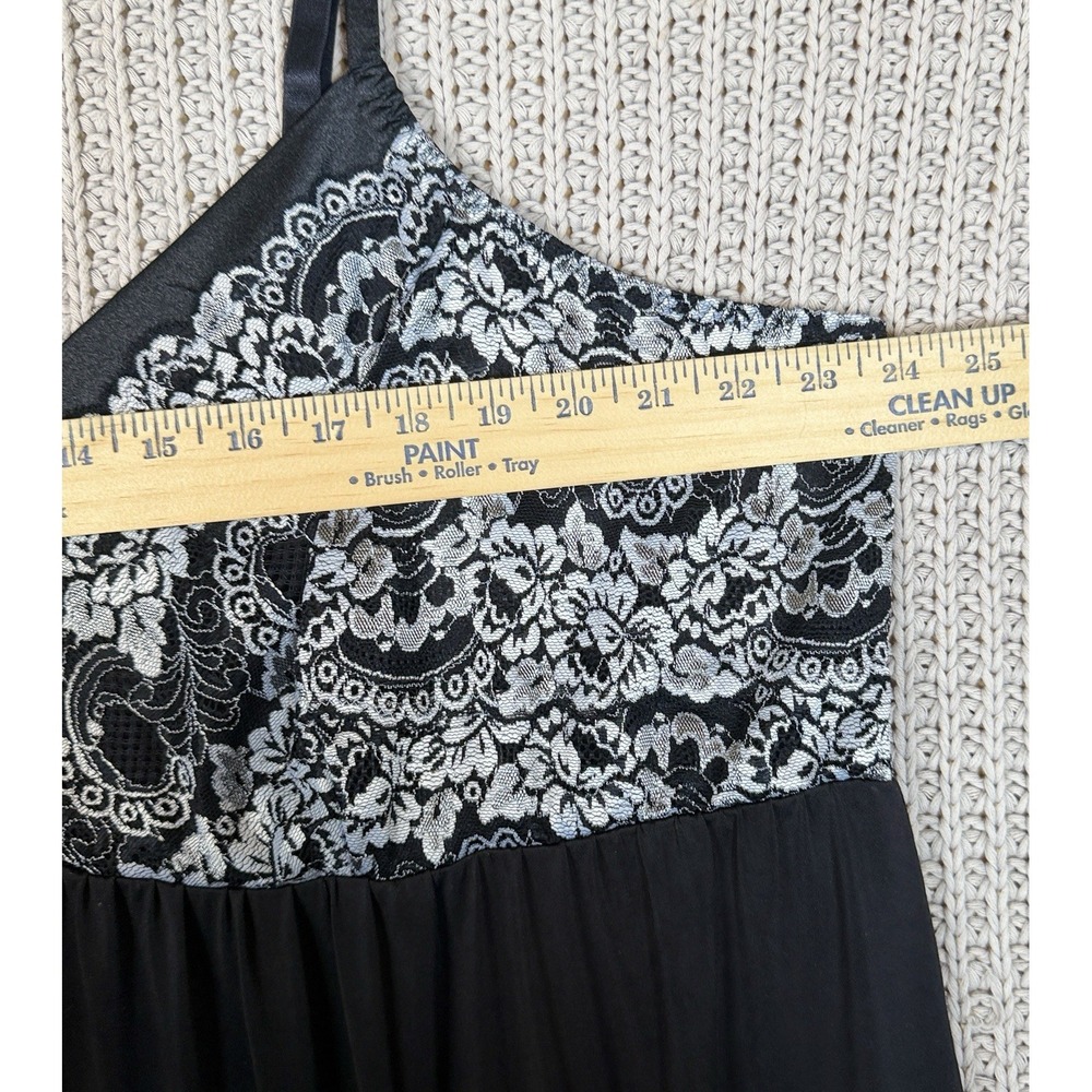 3X Delta Burke Vintage Black Flora Lace Babydoll Lingerie Nightie Chemise Slip - Picture 10 of 11